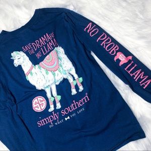 Youth Simply Southern sz large Llama long sleeve